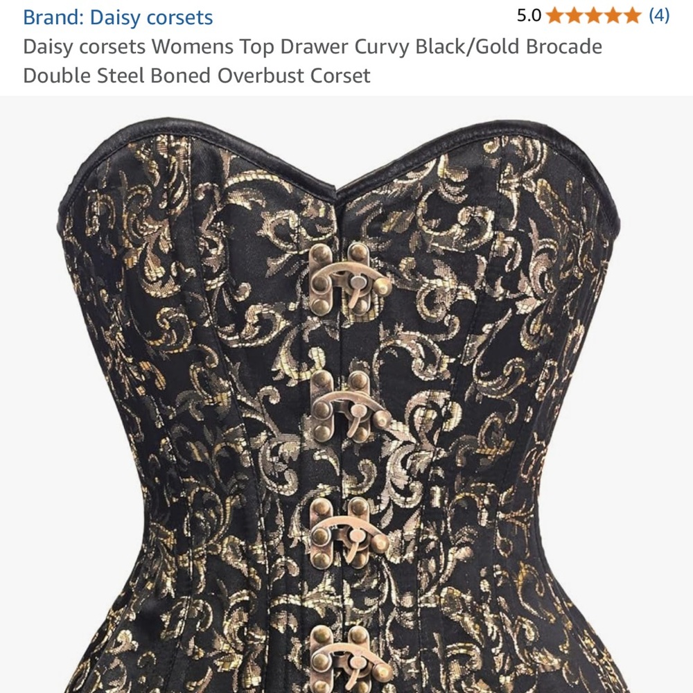 Daisy Corsets Black and Gold Brocade Overbust Corset